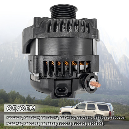 15093928 Black 14 V High Output Alternator 300 AMP for 2007-2014 Chevy Silverado 1500 2500HD 3500HD