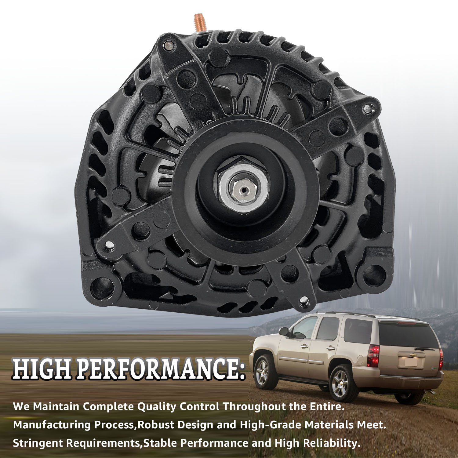 15093928 Black 14 V High Output Alternator 300 AMP for 2007-2014 Chevy Silverado 1500 2500HD 3500HD