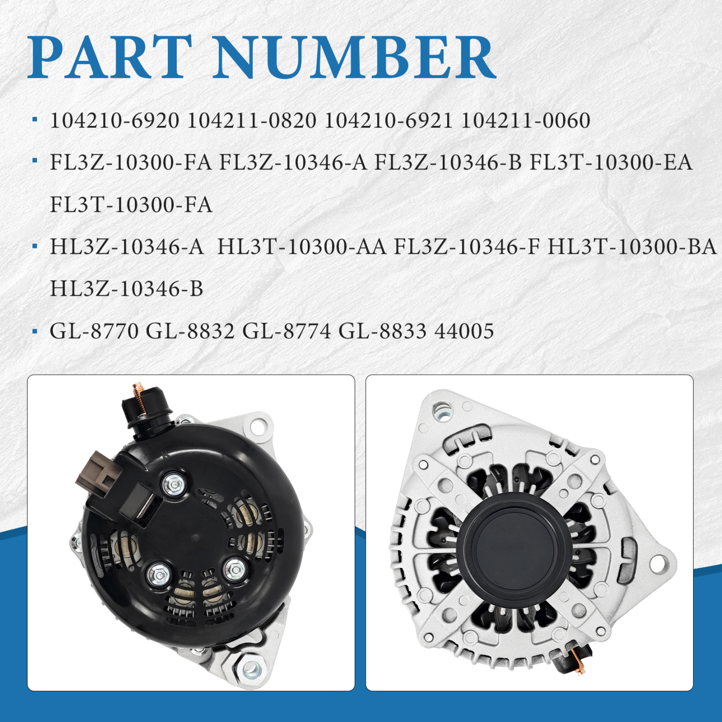 104210-6920 12V High Output Alternator 300A Fits For 2015-2020 Ford F-150 2.7L 3.3L 3.5L