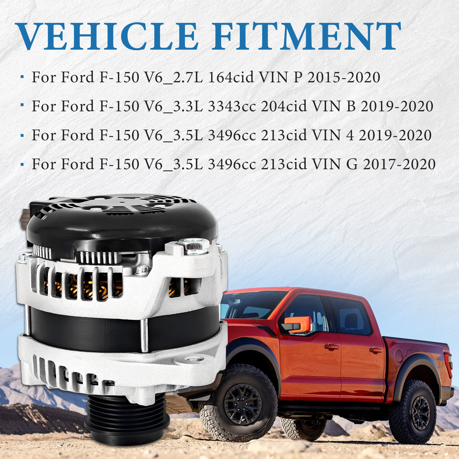 104210-6920 12V High Output Alternator 300A Fits For 2015-2020 Ford F-150 2.7L 3.3L 3.5L