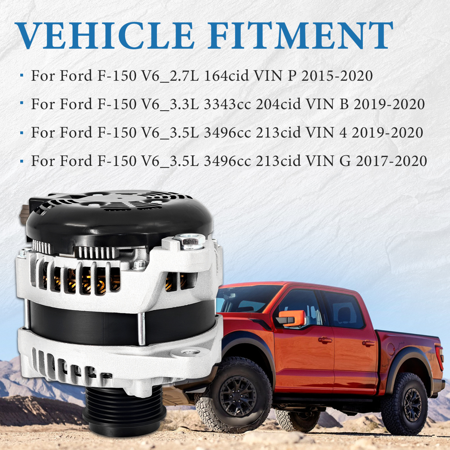 104210-6920 12V High Output Alternator 300A Fits For 2015-2020 Ford F-150 2.7L 3.3L 3.5L