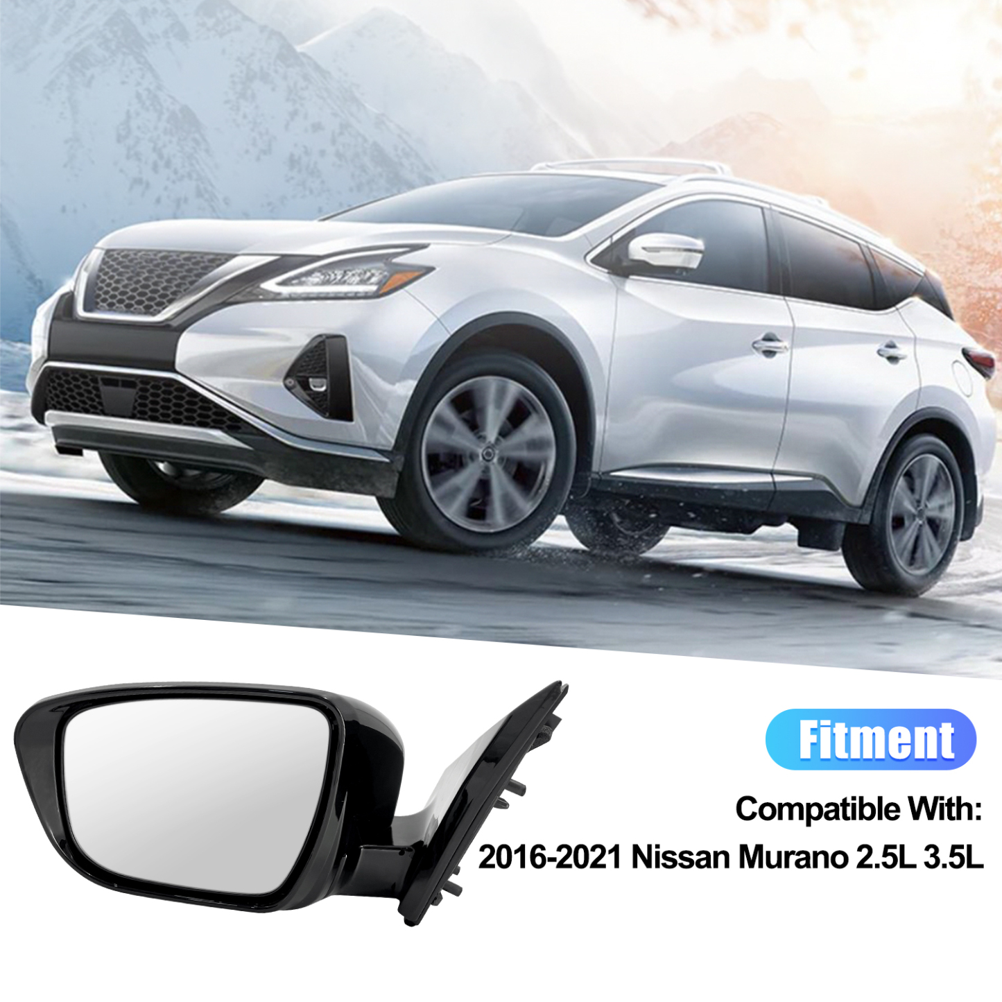 13 Pins Left Drive Side Door Mirror for Nissan Murano 2.5L 3.5L 2016-2021 w/Camera Power Heated Signal Light Power Folding