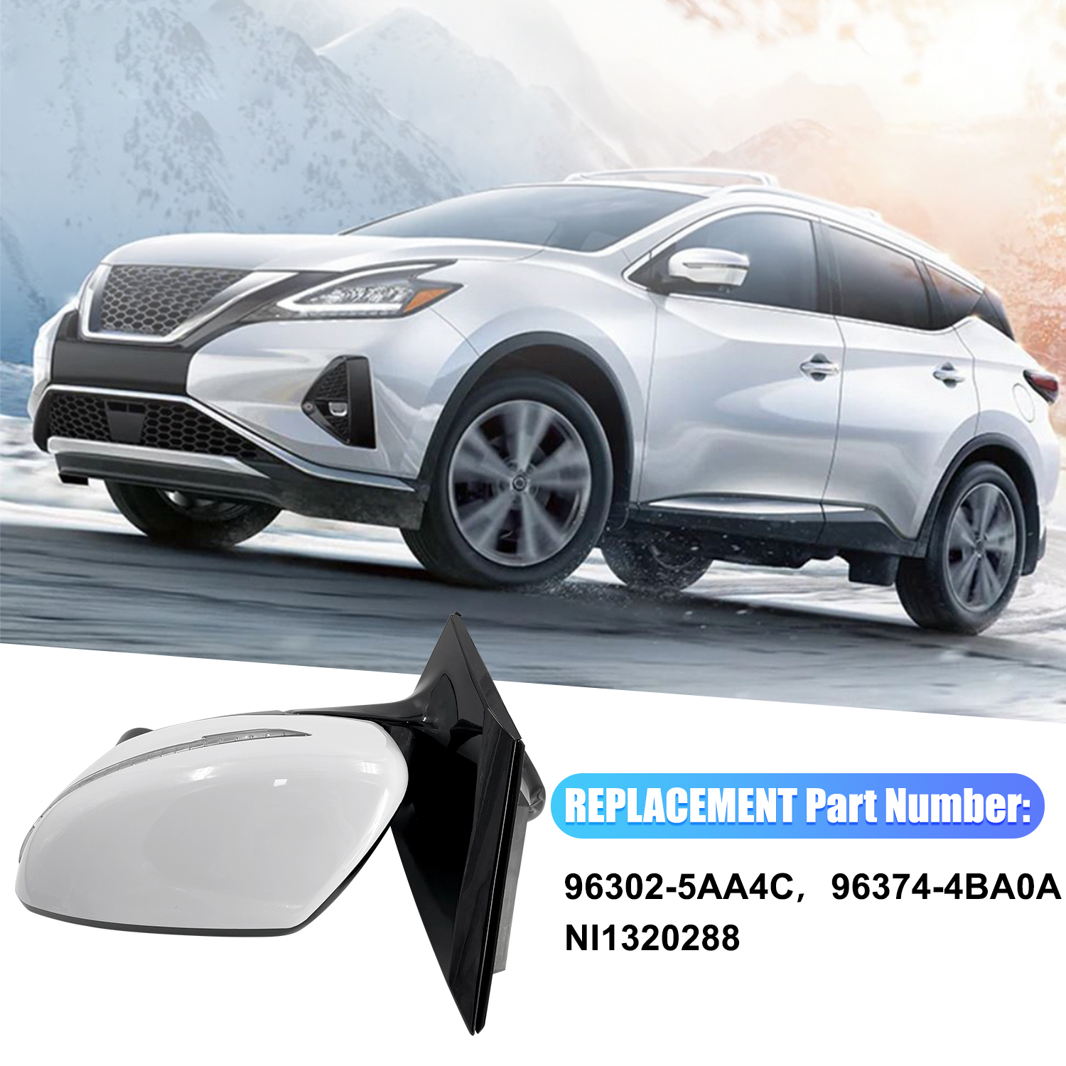13 Pins Left Drive Side Door Mirror for Nissan Murano 2.5L 3.5L 2016-2021 w/Camera Power Heated Signal Light Power Folding