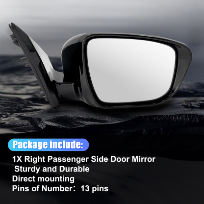 13 Pins Right Passenger Side Door Mirror for Nissan Murano 2.5L 3.5L 2016-2021 w/Camera Power Heated Signal Light Power Folding