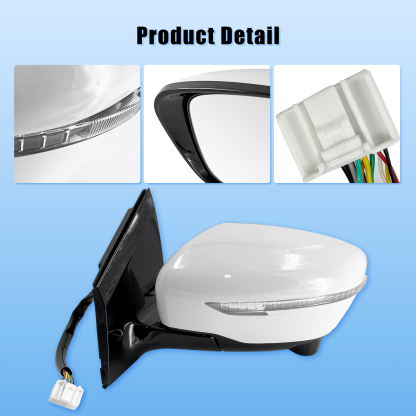 13 Pins Right Passenger Side Door Mirror for Nissan Murano 2.5L 3.5L 2016-2021 w/Camera Power Heated Signal Light Power Folding