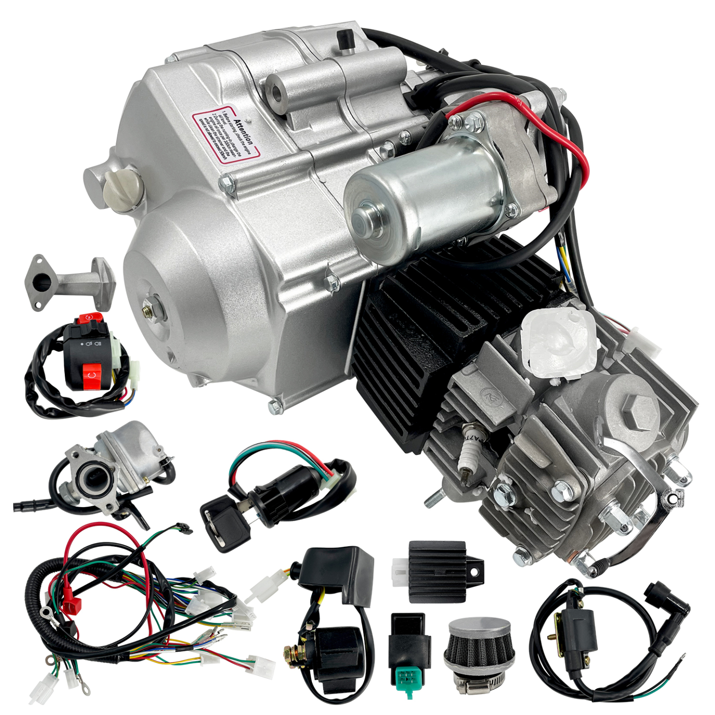 125CC Engine 4 Stroke Motor with 3-Speed Reverse Semi-Auto for Go Kart Dirt Bike ATV Pit Bike Buggy
