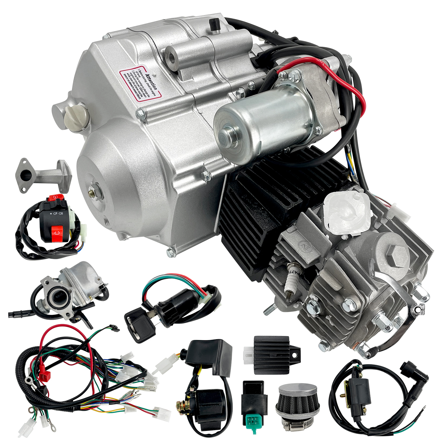 125CC Engine 4 Stroke Motor with 3-Speed Reverse Semi-Auto for Go Kart Dirt Bike ATV Pit Bike Buggy