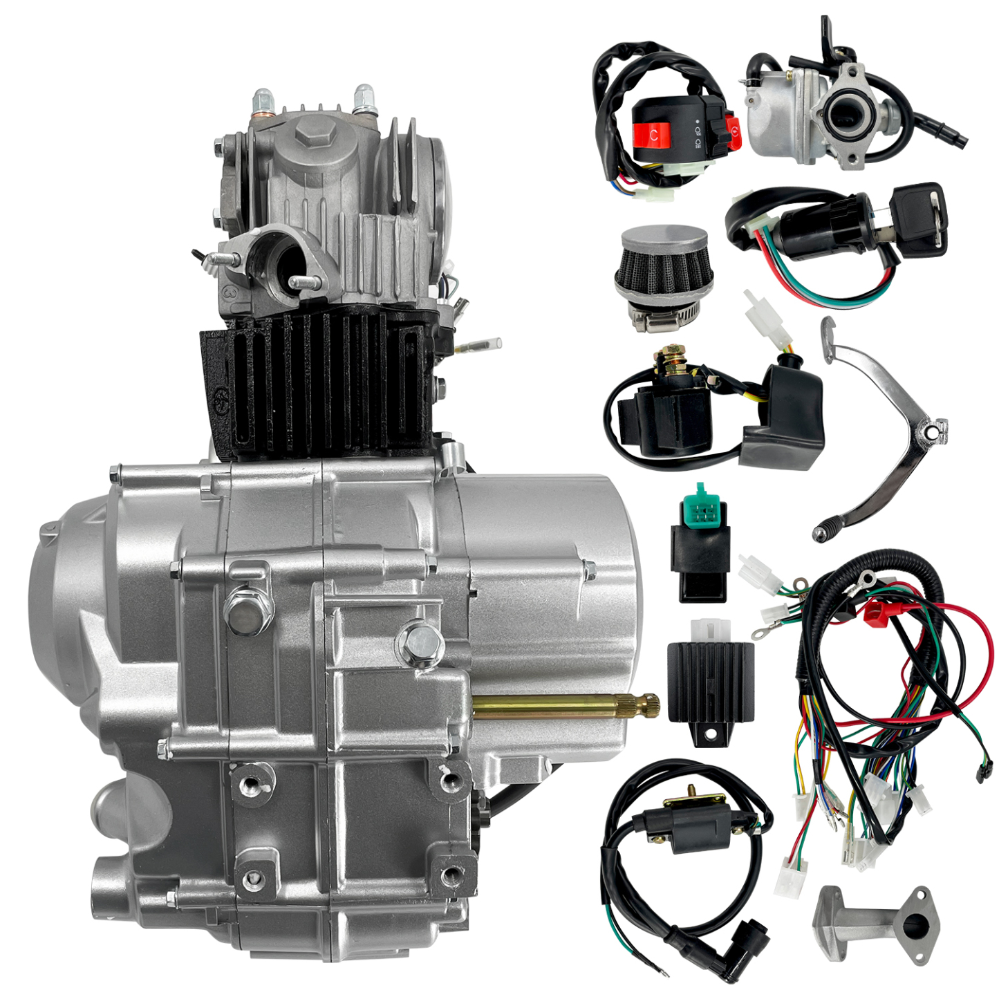 125CC Engine 4 Stroke Motor with 3-Speed Reverse Semi-Auto for Go Kart Dirt Bike ATV Pit Bike Buggy