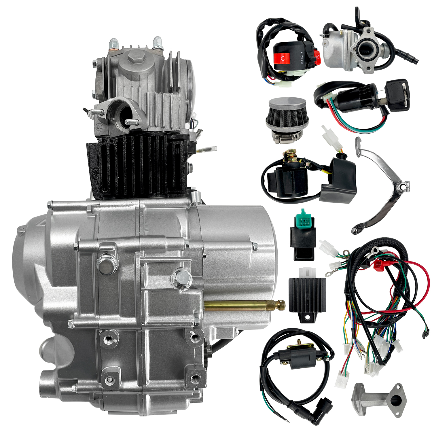 125CC Engine 4 Stroke Motor with 3-Speed Reverse Semi-Auto for Go Kart Dirt Bike ATV Pit Bike Buggy