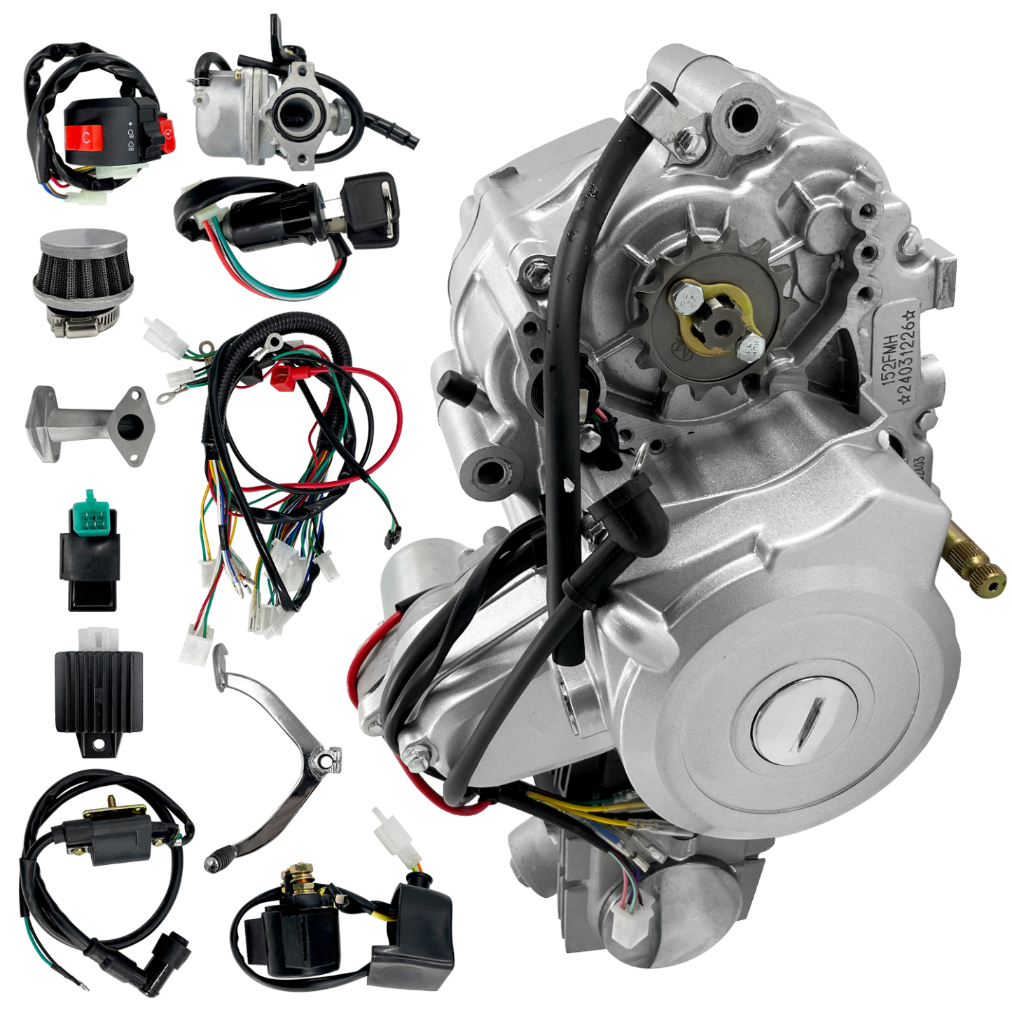 125CC Engine 4 Stroke Motor with 3-Speed Reverse Semi-Auto for Go Kart Dirt Bike ATV Pit Bike Buggy