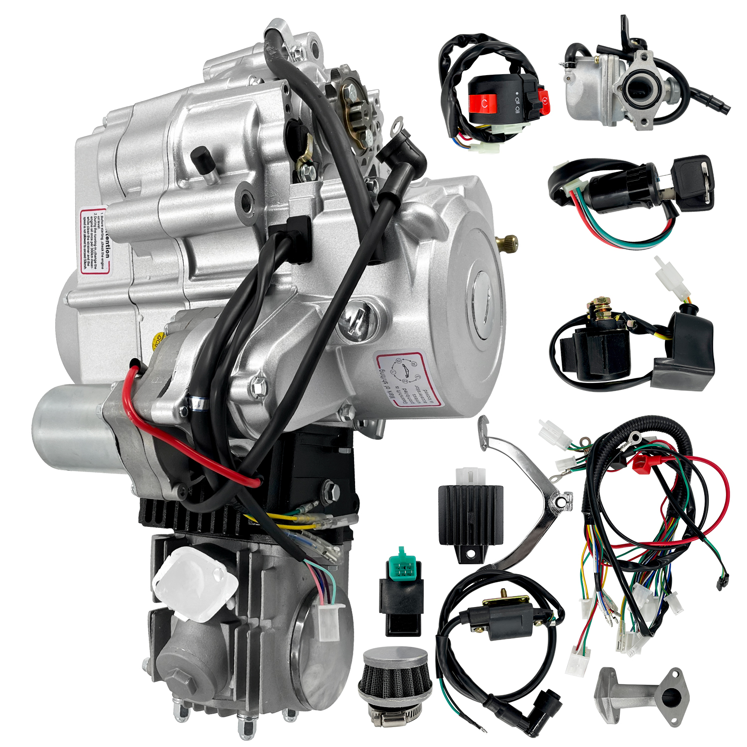 125CC Engine 4 Stroke Motor with 3-Speed Reverse Semi-Auto for Go Kart Dirt Bike ATV Pit Bike Buggy