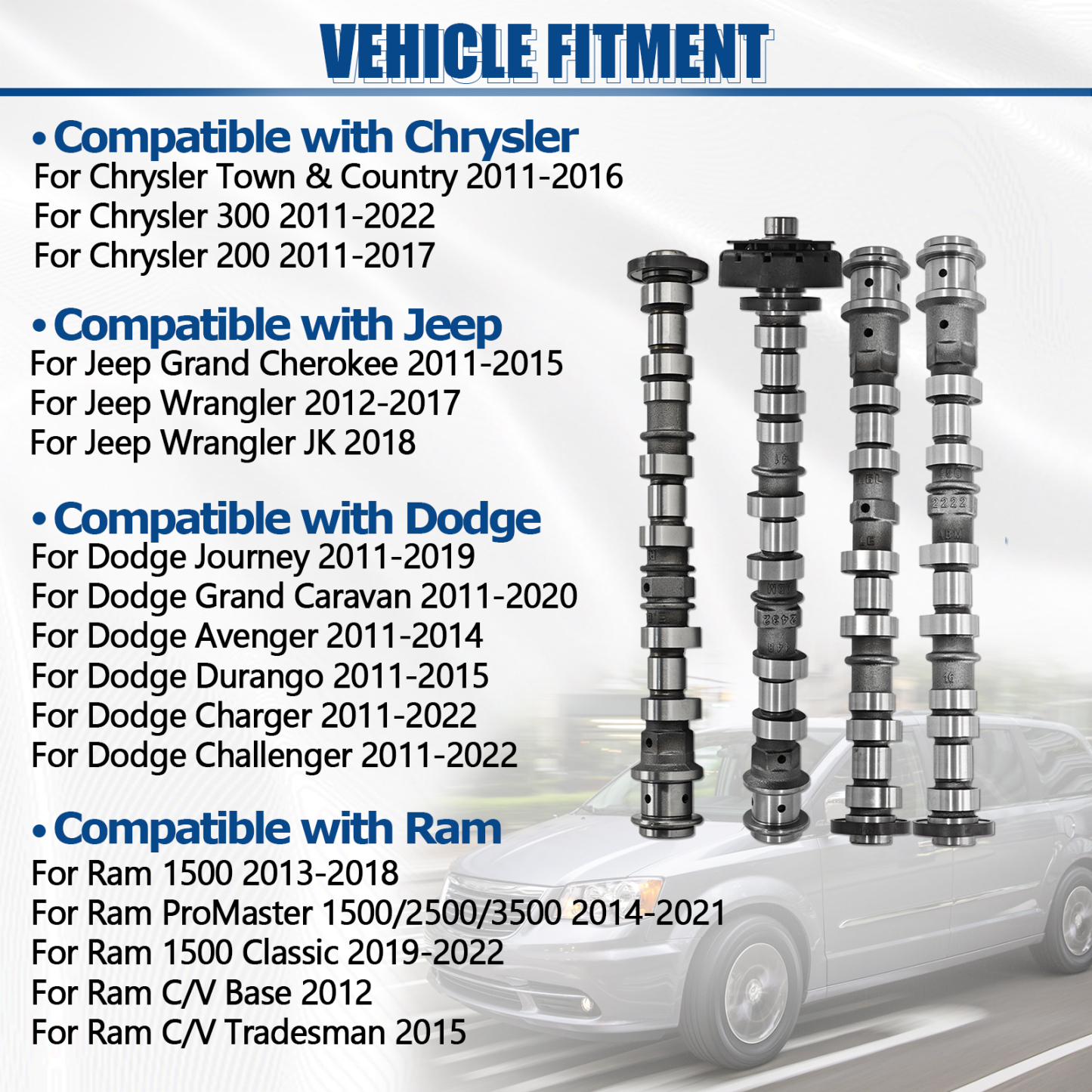 Engine Camshafts Rockers Arm Lifters Timing Kit for Jeep Grand Cherokee Wrangler, for Dodge Avenger Durango Challenger Charger, For Ram 1500-3500, For Chrysler 200 300 Town&Country 3.6L 2011-2016
