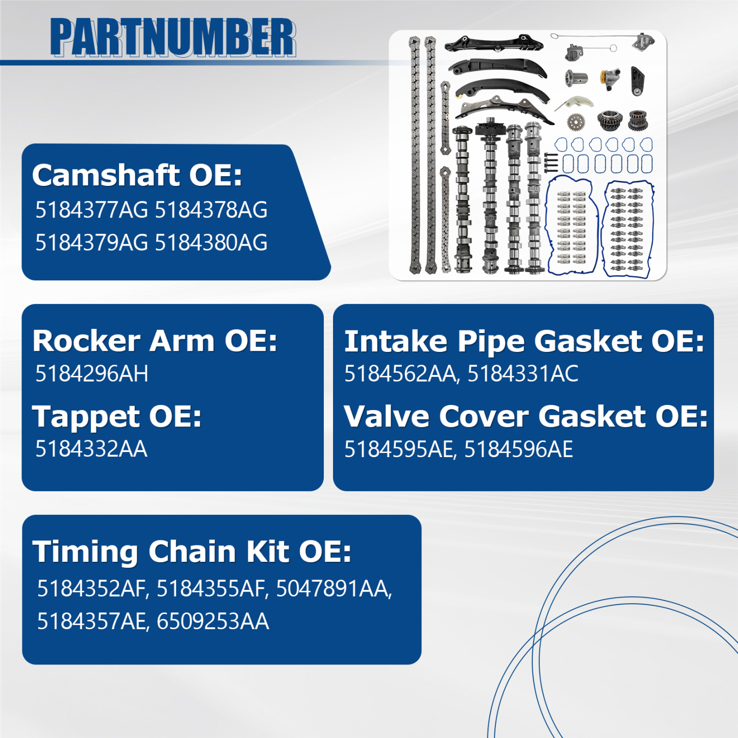 Engine Camshafts Rockers Arm Lifters Timing Kit for Jeep Grand Cherokee Wrangler, for Dodge Avenger Durango Challenger Charger, For Ram 1500-3500, For Chrysler 200 300 Town&Country 3.6L 2011-2016