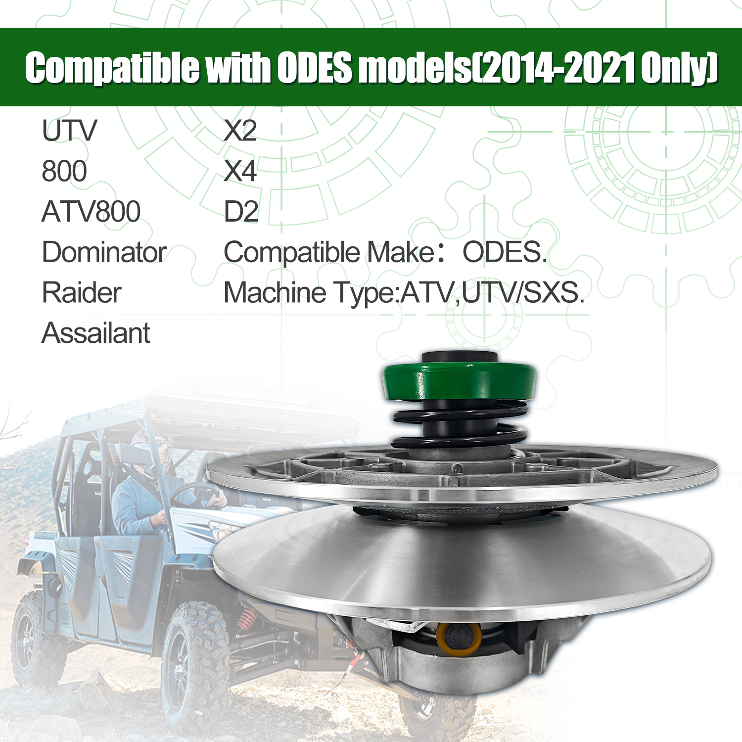 21040303301 Secondary CVT Driven Clutch for 2014-2021 ODES UTV 800 ATV800 Dominator Raider Assailant X2 X4 D2