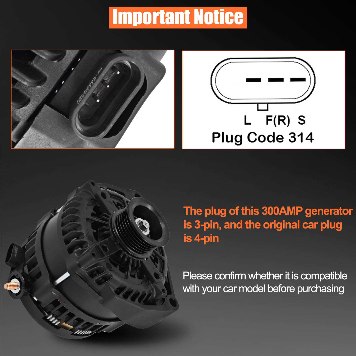 High Output 300AMP Alternator for Cadillac Escalade for Chevy Suburban Tahoe Rainier Ascender Hummer H2 Saab 9-7X 2000-2006