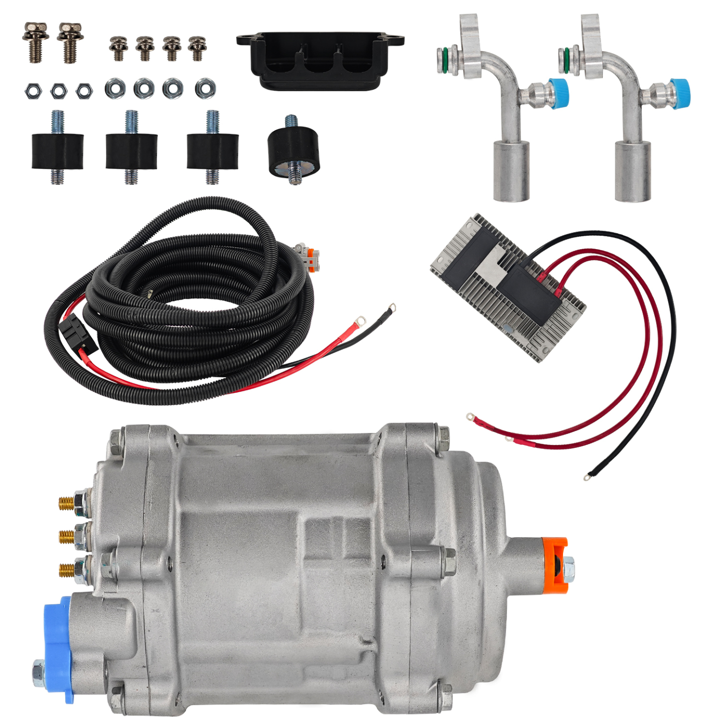 24V DC Automotive Electric AC Compressor Kit for RVs, Campers, Trucks & Buses