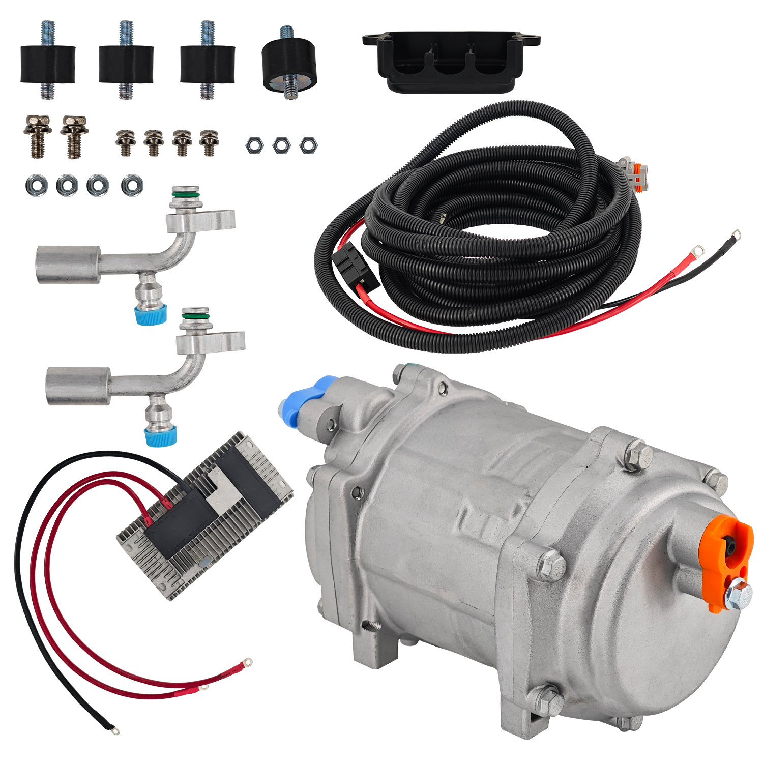 24V DC Automotive Electric AC Compressor Kit for RVs, Campers, Trucks & Buses
