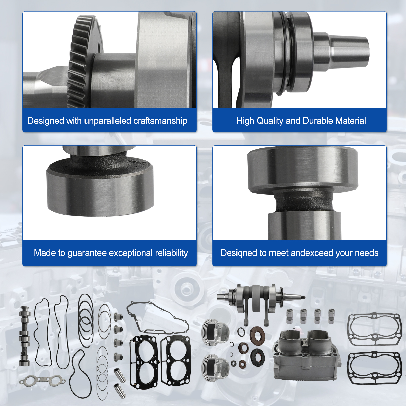 Engine Rebuild Kit Crankshaft Camshaft Cylinder Engine Kit for Polaris 800 RZR 2008-2014; for Ranger 800 2011-2017; for Sportsman 800 2008-2009