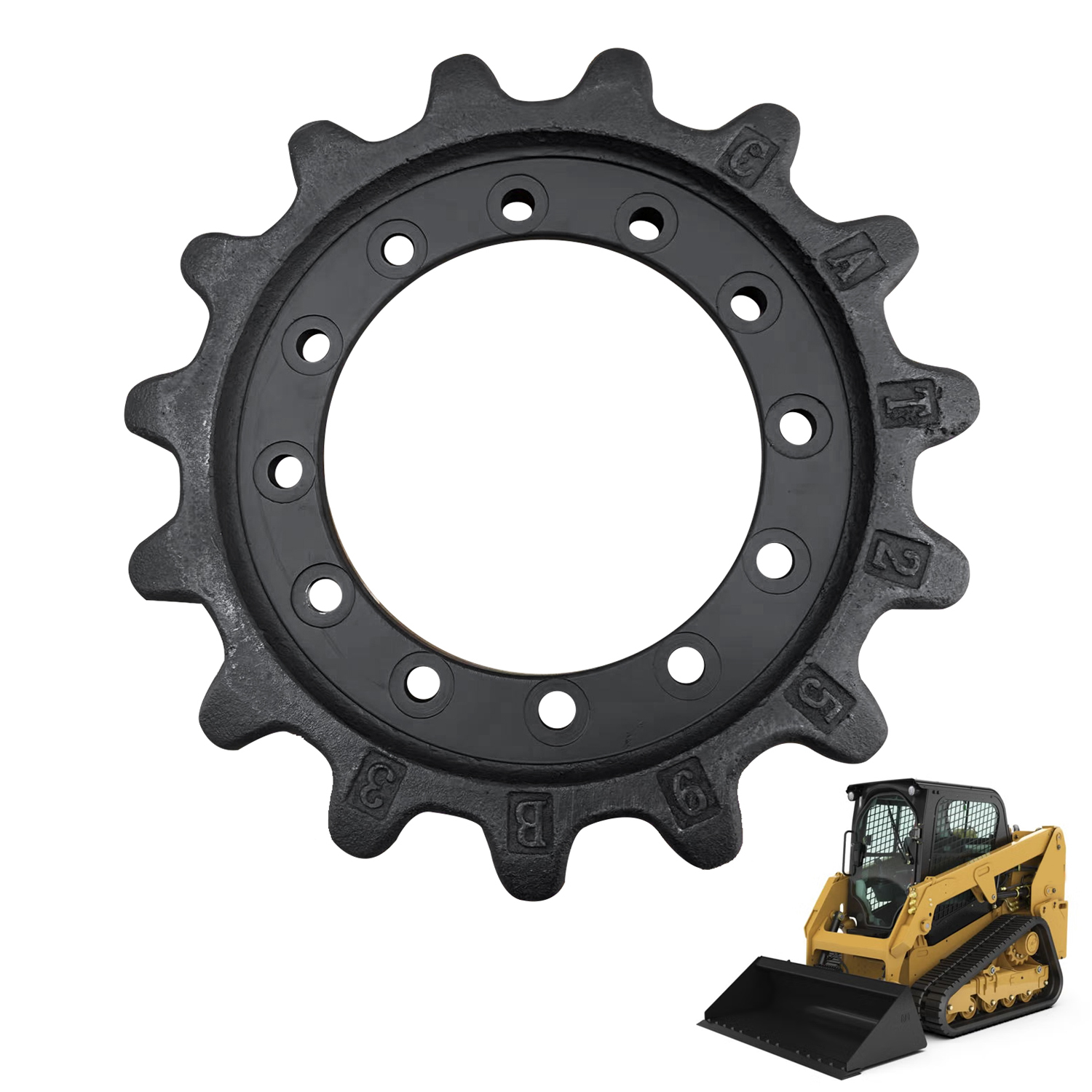 304-1870 Drive Sprocket 15 Tooth 12 Bolt Hole Compatible with CAT 259D Compact Track Loader