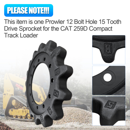 304-1870 Drive Sprocket 15 Tooth 12 Bolt Hole Compatible with CAT 259D Compact Track Loader