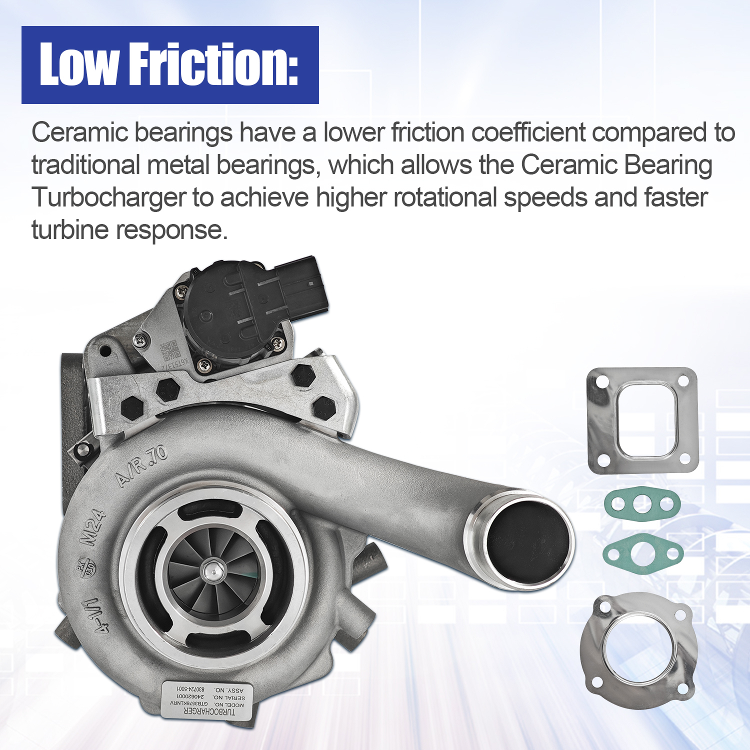 830724-5001 Geramic Bearing Turbocharger Fit for Hino Truck 268 338 338T Range with J08E 7.7L Replace# GTB3576KLNRV