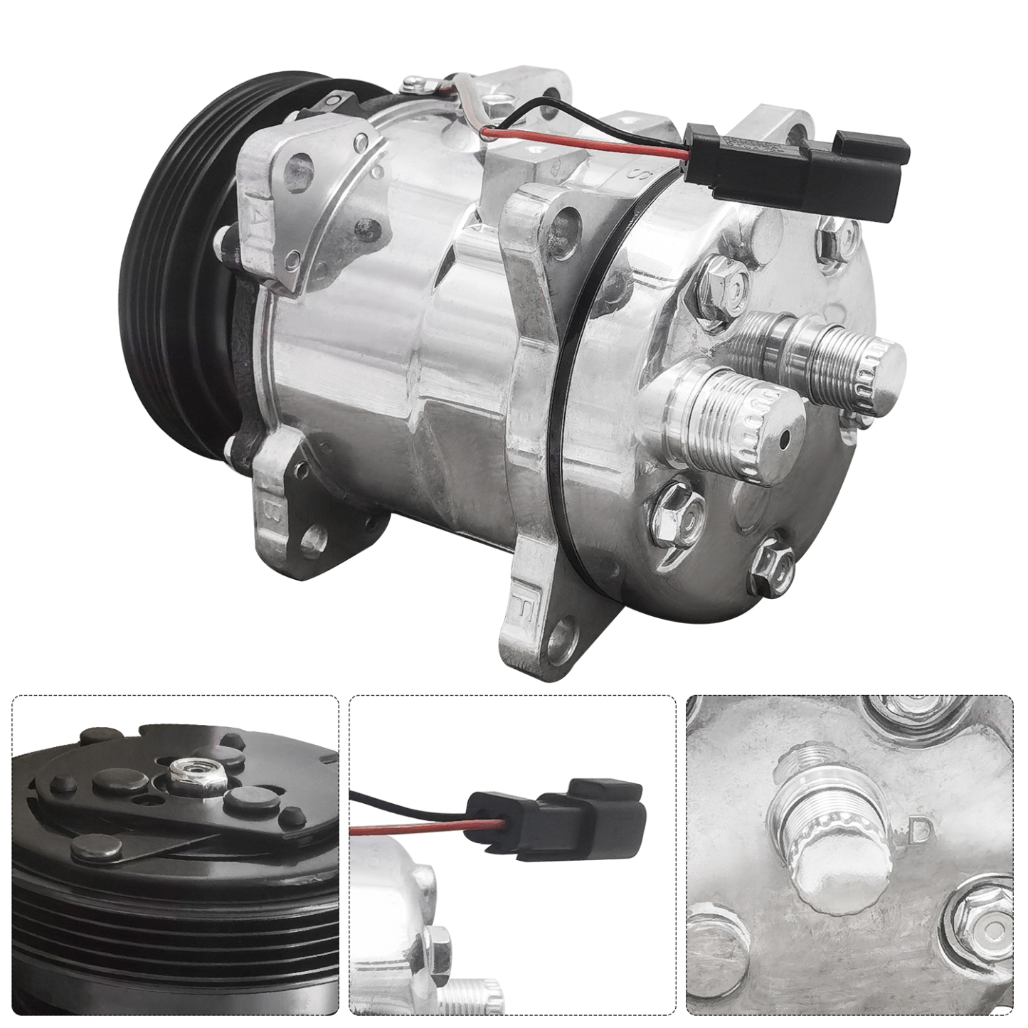 4-Grooves A/C Compressor Fits for Bobcat S595 S550 S570 S590 S630 S650 T550 T595 T630 T650 T590 E32 E45 E50