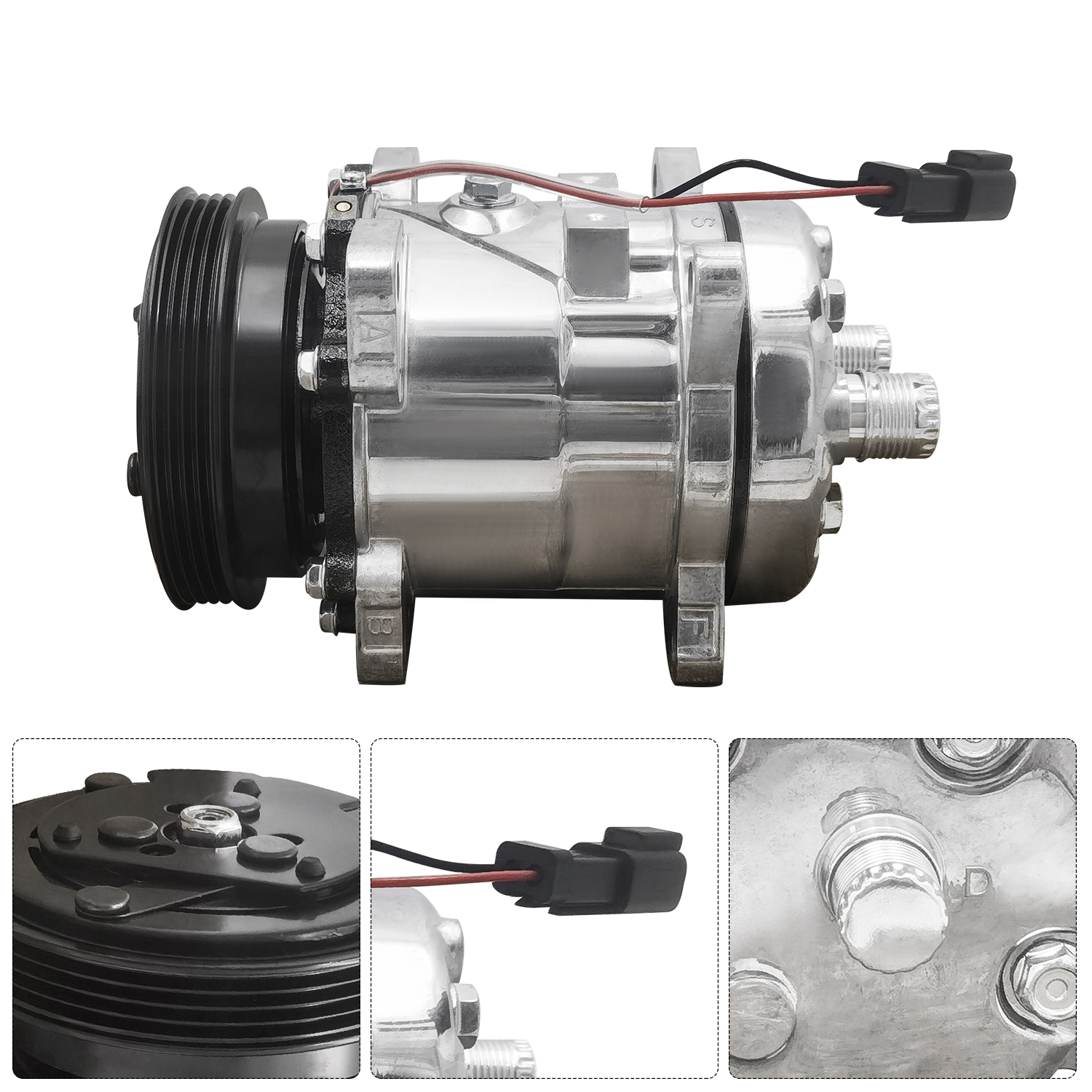 4-Grooves A/C Compressor Fits for Bobcat S595 S550 S570 S590 S630 S650 T550 T595 T630 T650 T590 E32 E45 E50