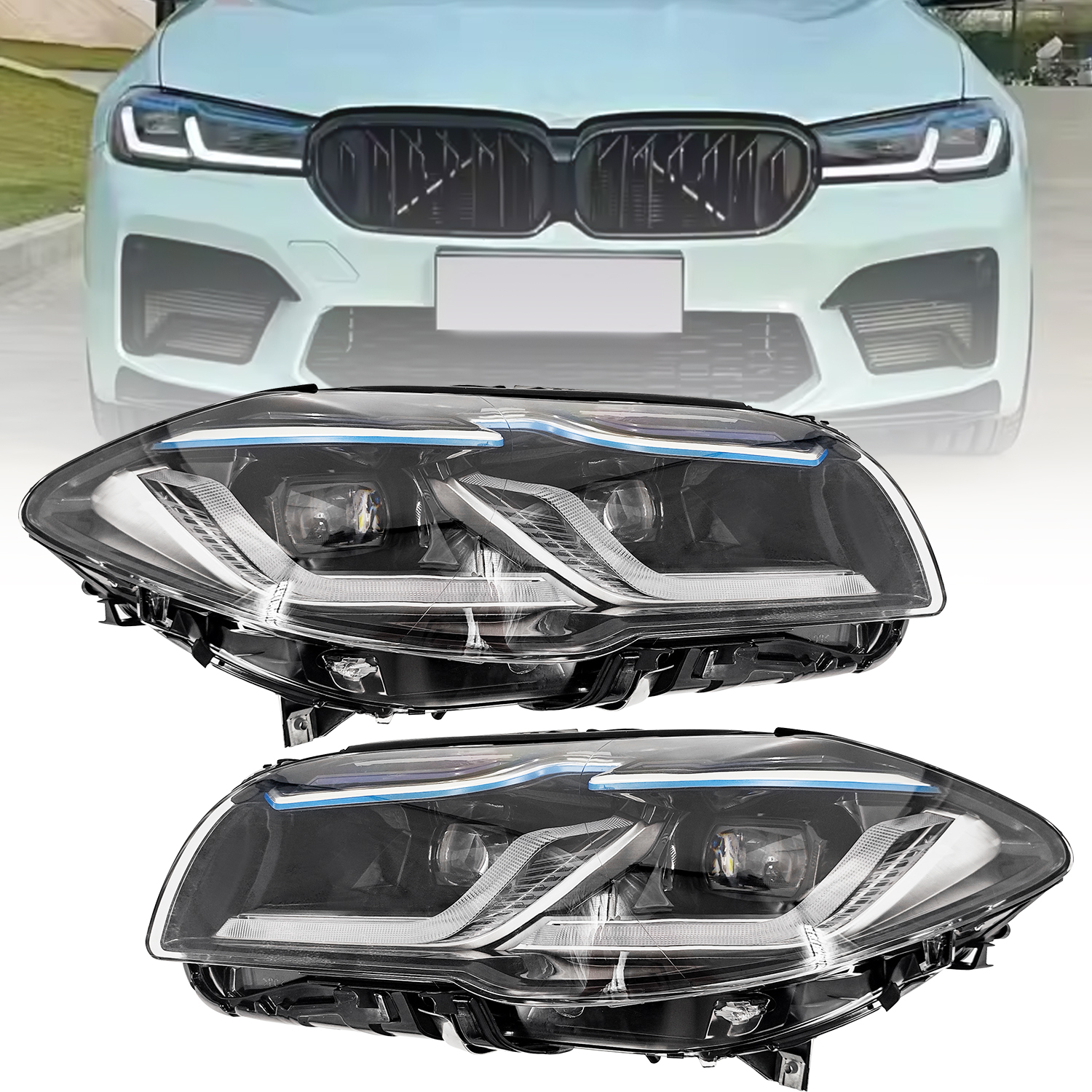 Left+Right LED Headlights Fit for BMW 5 Series 528i 530i 535i Active Hybrid 5 F10 F11 2010-2013  