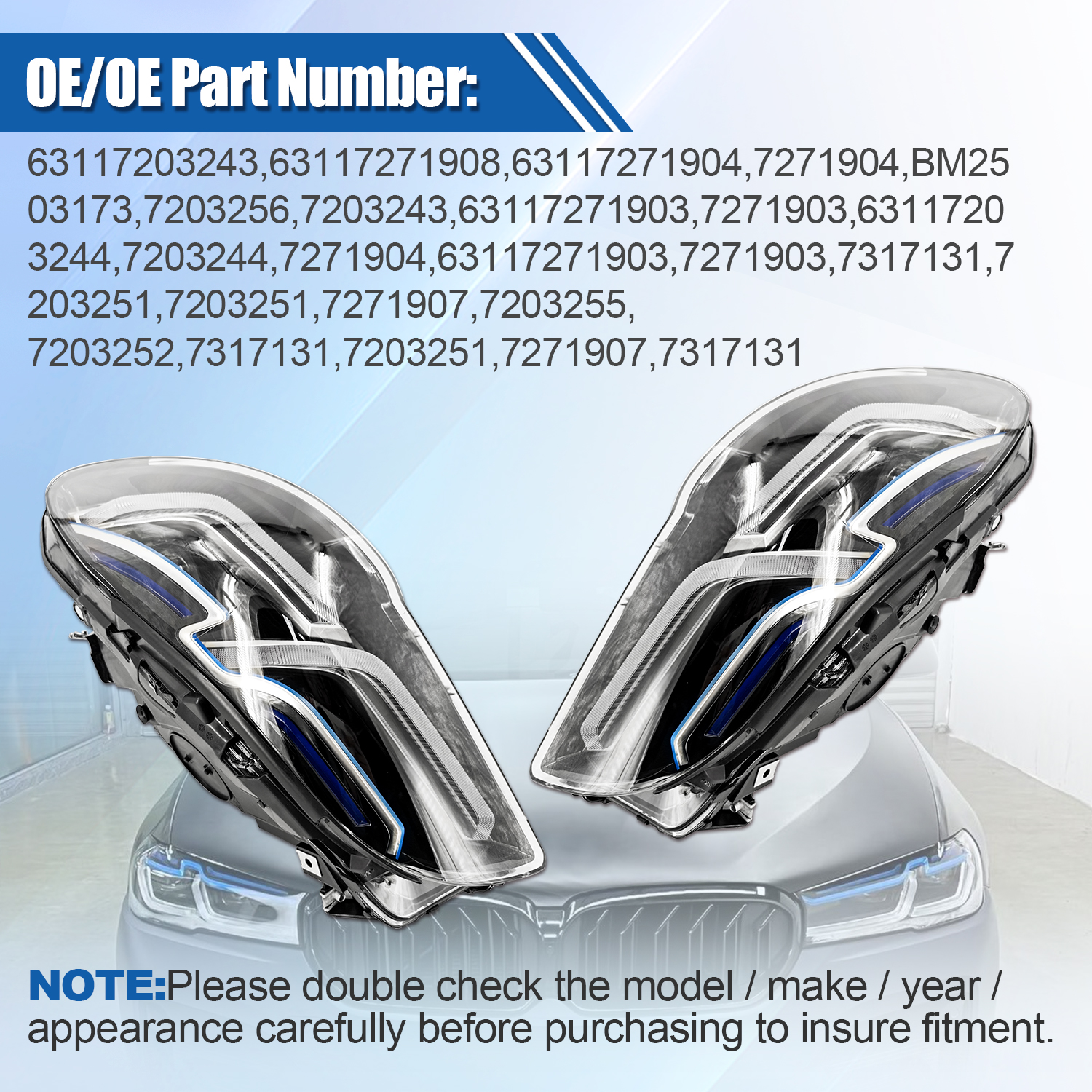 Left+Right LED Headlights Fit for BMW 5 Series 528i 530i 535i Active Hybrid 5 F10 F11 2010-2013  