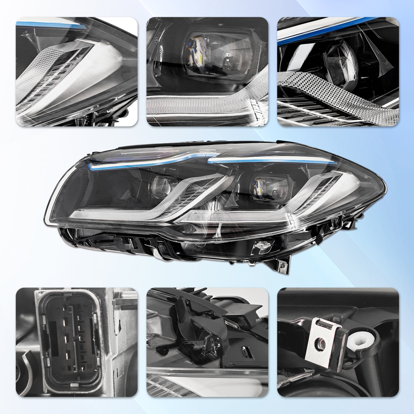 Left+Right LED Headlights Fit for BMW 5 Series 528i 530i 535i Active Hybrid 5 F10 F11 2010-2013  