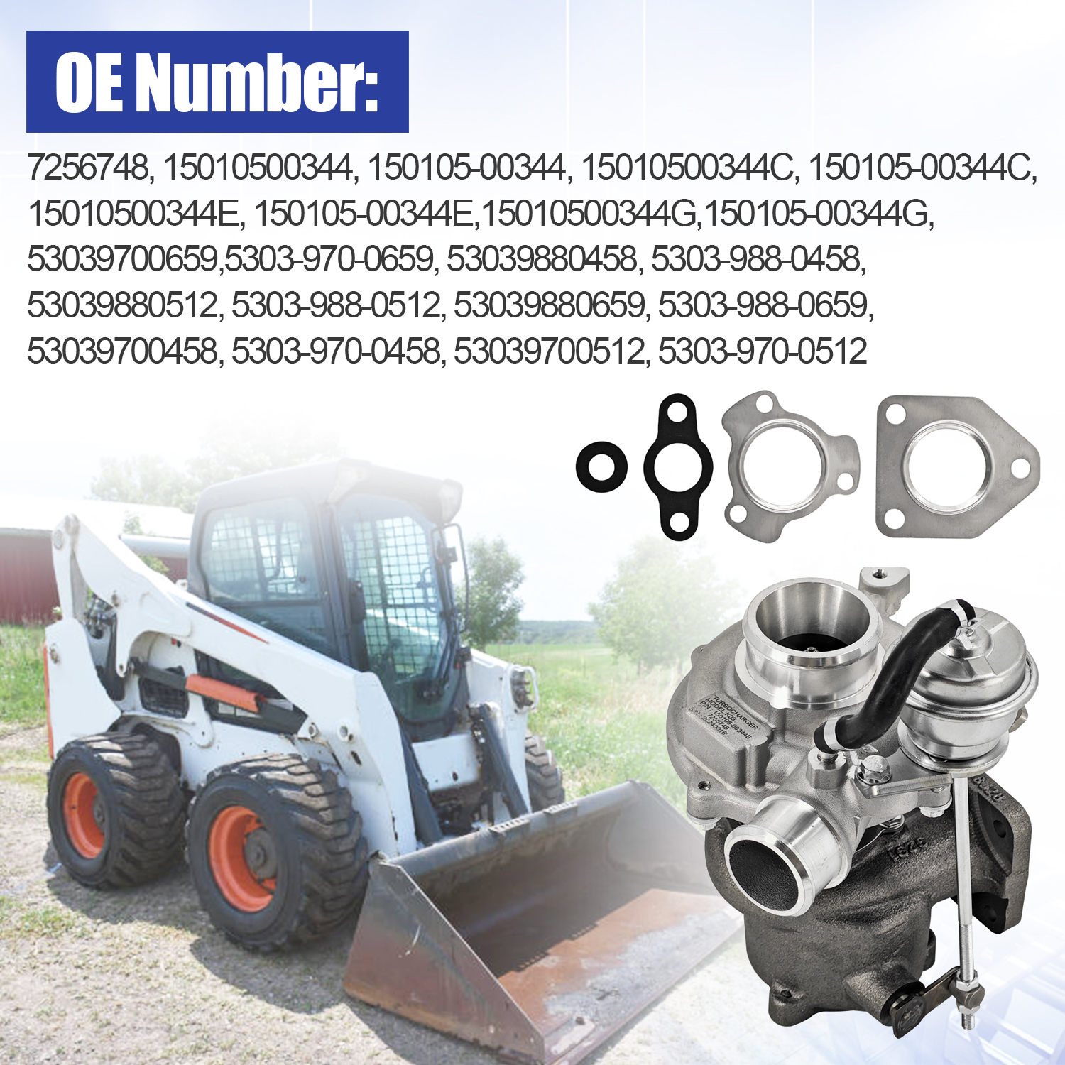 Turbo K03 Turbocharger Compatible with Doosan Engine D34 Bobcat Loader A770 S740 S750 S770 S850 T740 T750 T770 T870