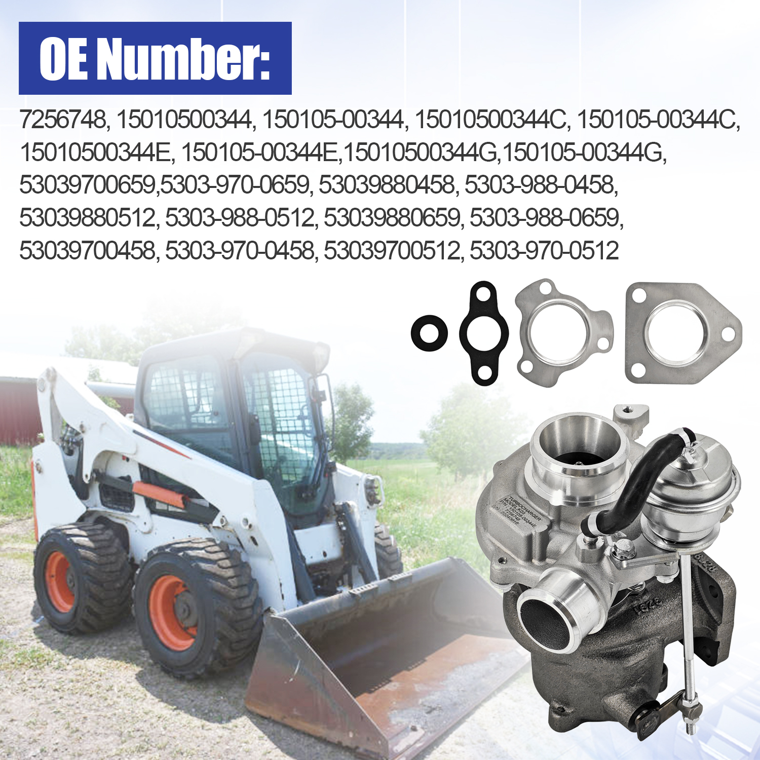 Turbo K03 Turbocharger Compatible with Doosan Engine D34 Bobcat Loader A770 S740 S750 S770 S850 T740 T750 T770 T870