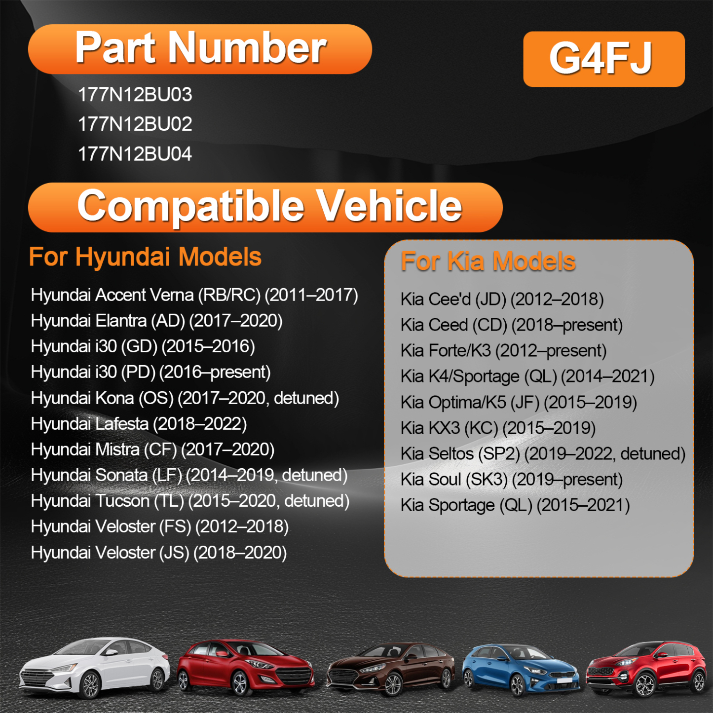 G4FJ 1.6L Engine Assembly Kit 1.6T for Hyundai Accent Verna (RB/RC)2011-2017, Elantra (AD) 2017-2020, Lafesta 2018-2022, for Kia Cee'd (JD) 2012-2018, 