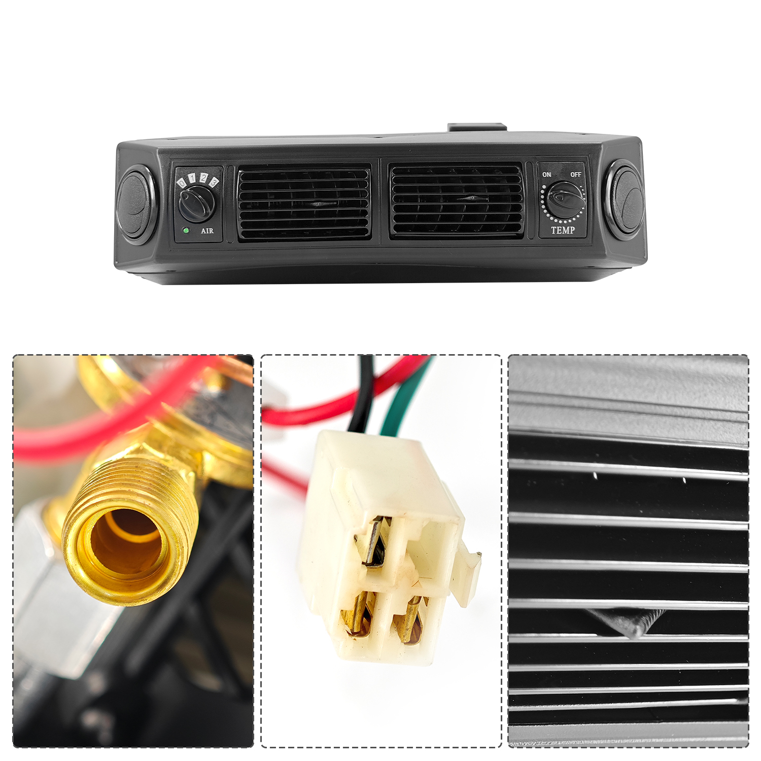 12V A/C Compressor Condenser SD508, Condenser Fan, Evaporator Unit (18.000BTU) Receiver Drier, Hoses and Fittings for cars, Trucks, RVs, Universal Under Dash Air Conditioner Cooling Heating