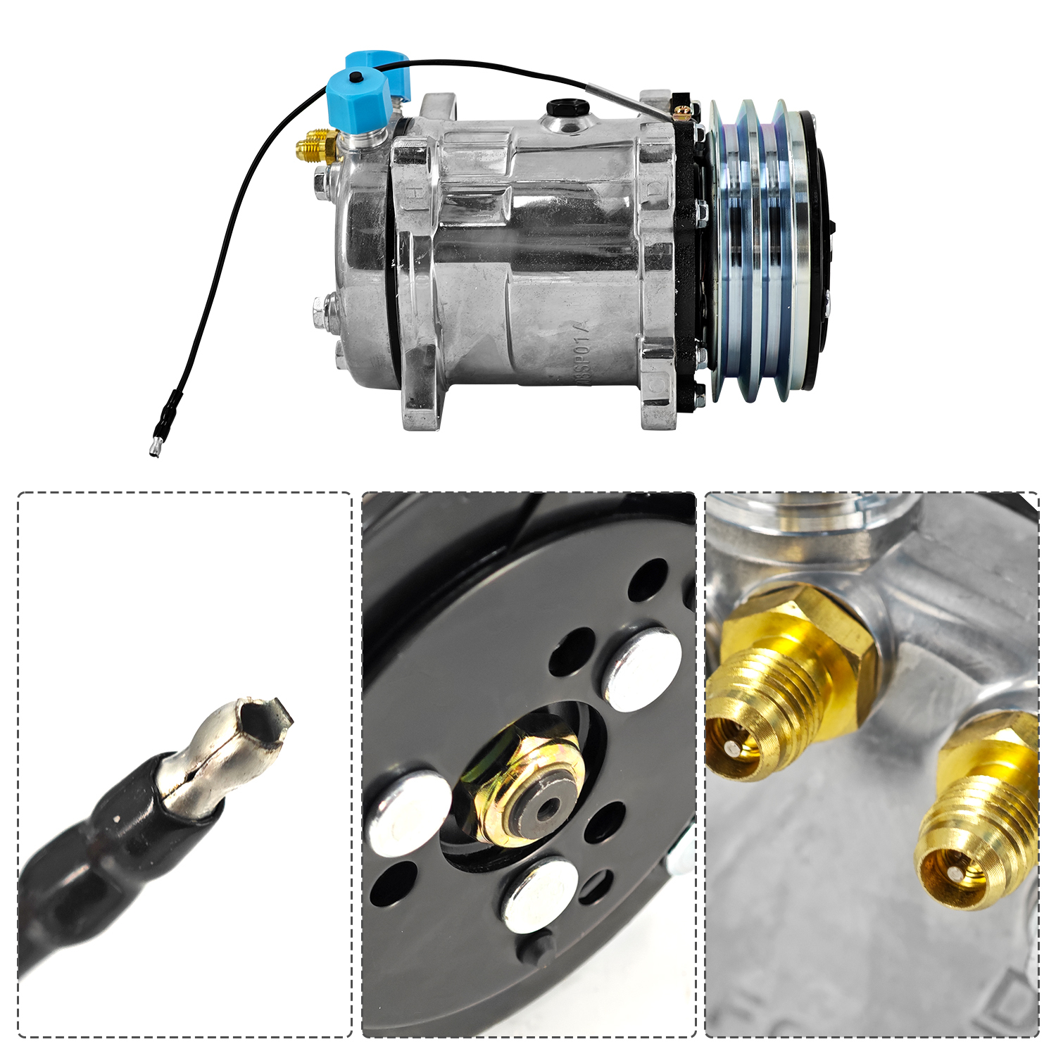12V A/C Compressor Condenser SD508, Condenser Fan, Evaporator Unit (18.000BTU) Receiver Drier, Hoses and Fittings for cars, Trucks, RVs, Universal Under Dash Air Conditioner Cooling Heating