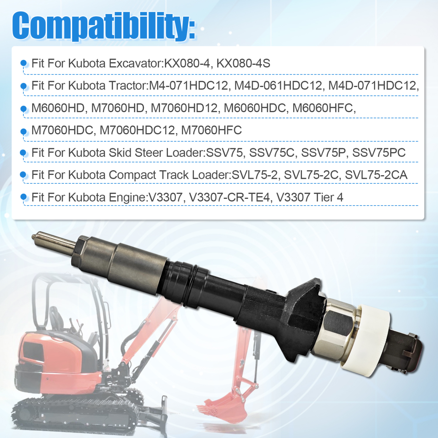 Fuel Injector 436-1096 1J770-53050 for Caterpillar C3.3B Kubota V3307 Tier 4
