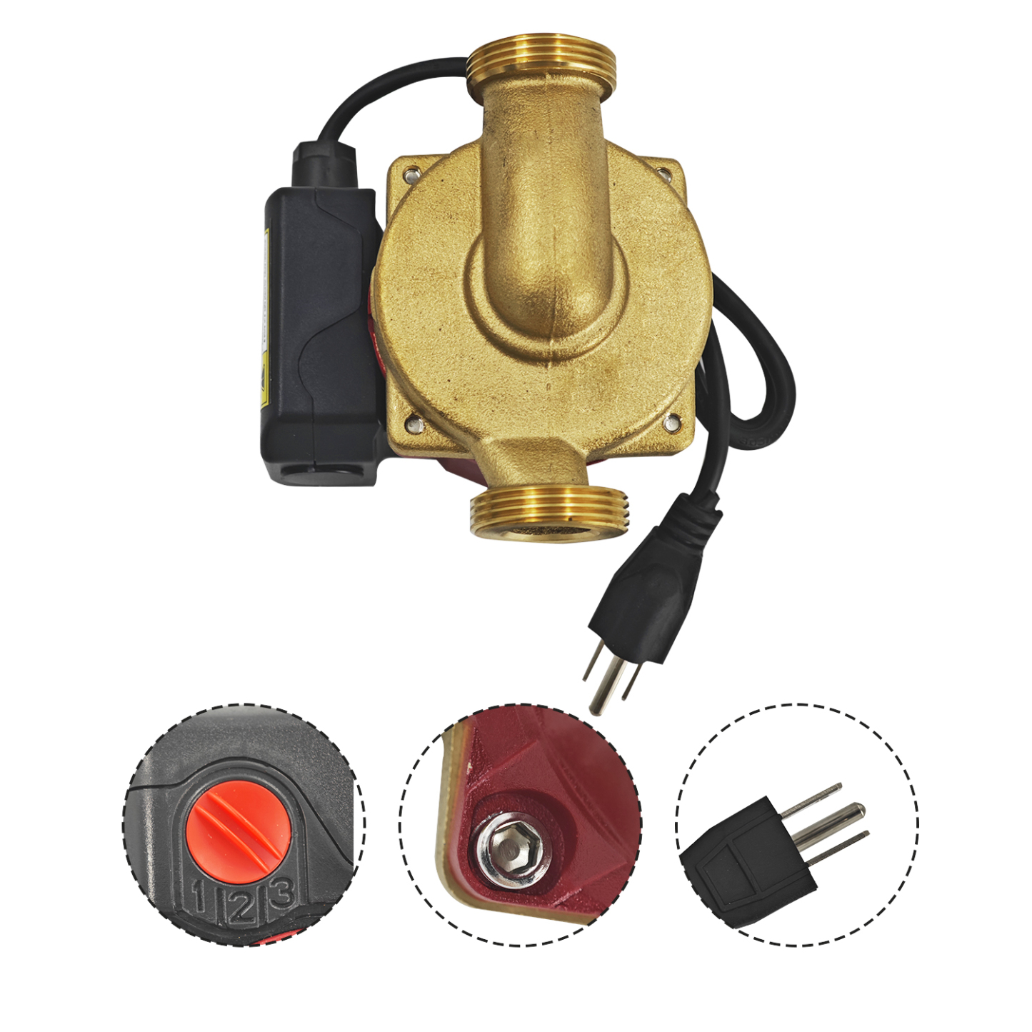 Bronze Recirculating Pump, Hot Water Circulator 1/8 HP 115V, UP15-29SU/LC, 59896776 Non-Submersible Circulation Pump with Line Cord, 1-1/4" Union