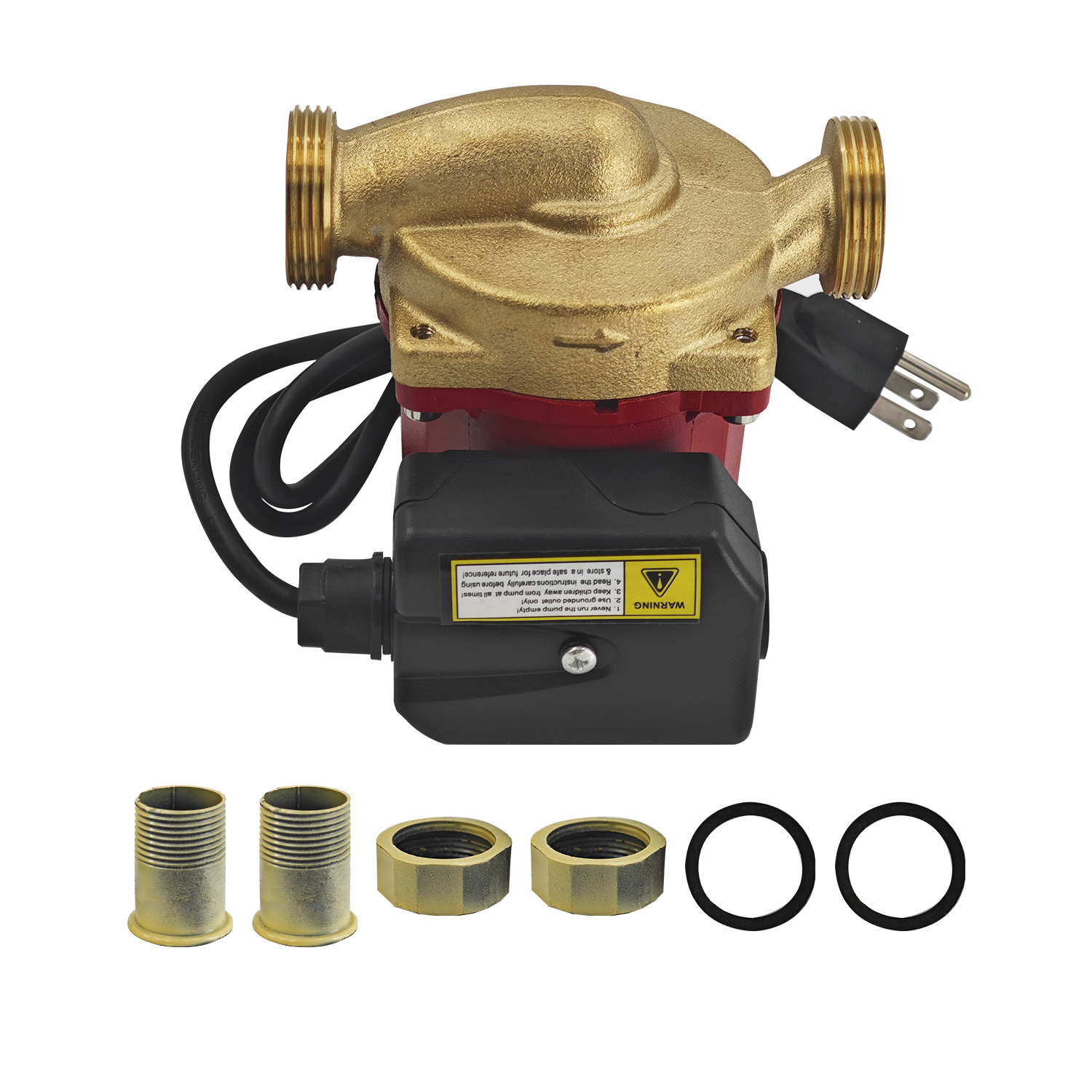 Bronze Recirculating Pump, Hot Water Circulator 1/8 HP 115V, UP15-29SU/LC, 59896776 Non-Submersible Circulation Pump with Line Cord, 1-1/4" Union