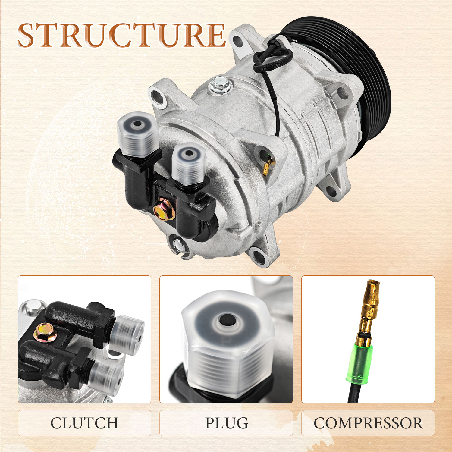 20-46282 TM-16 8GR 12V AC Compressor Compatible with Shuttle Bus VA RV Transair Carrier System 