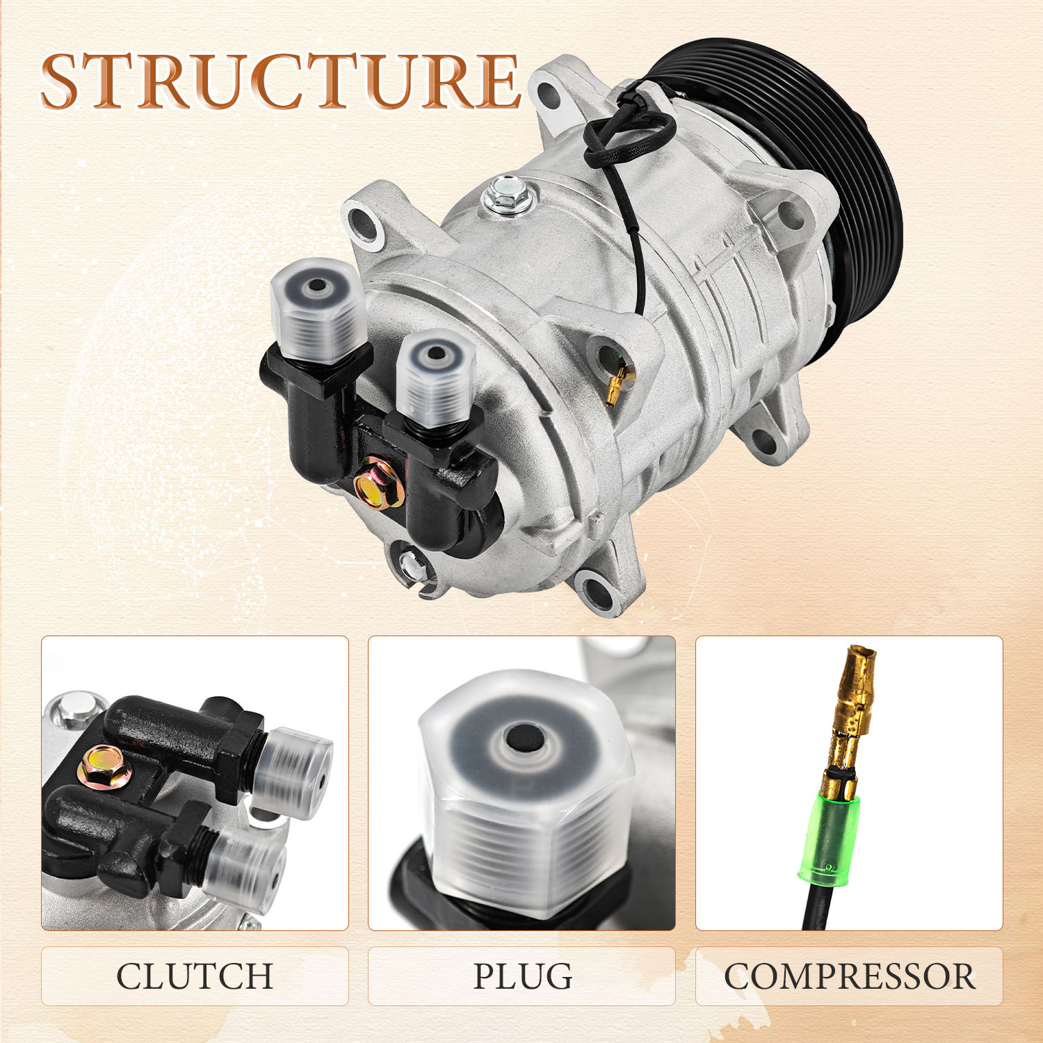20-46282 TM-16 8GR 12V AC Compressor Compatible with Shuttle Bus VA RV Transair Carrier System 