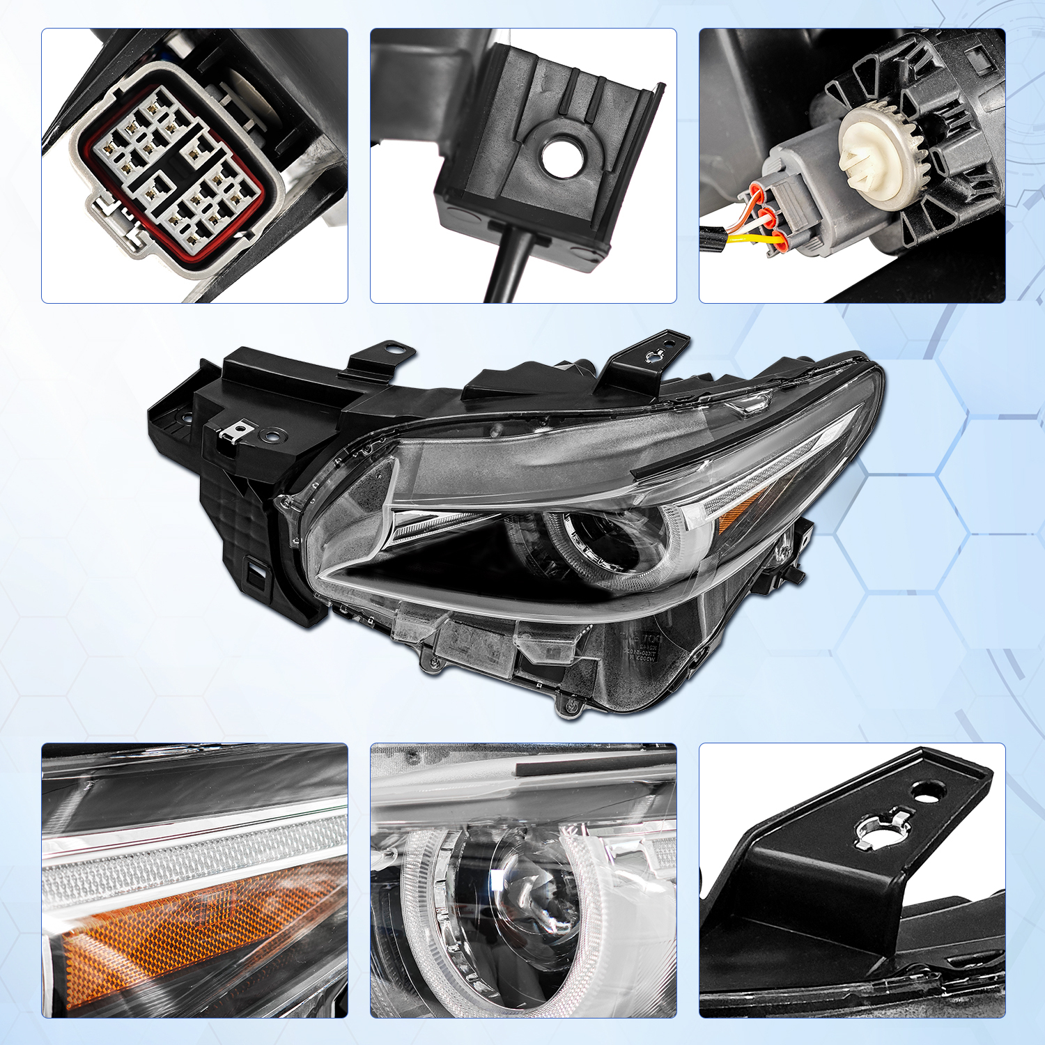 Left Headlight W/AFS Compatible with Mazda CX-9 CX9 2016-2023