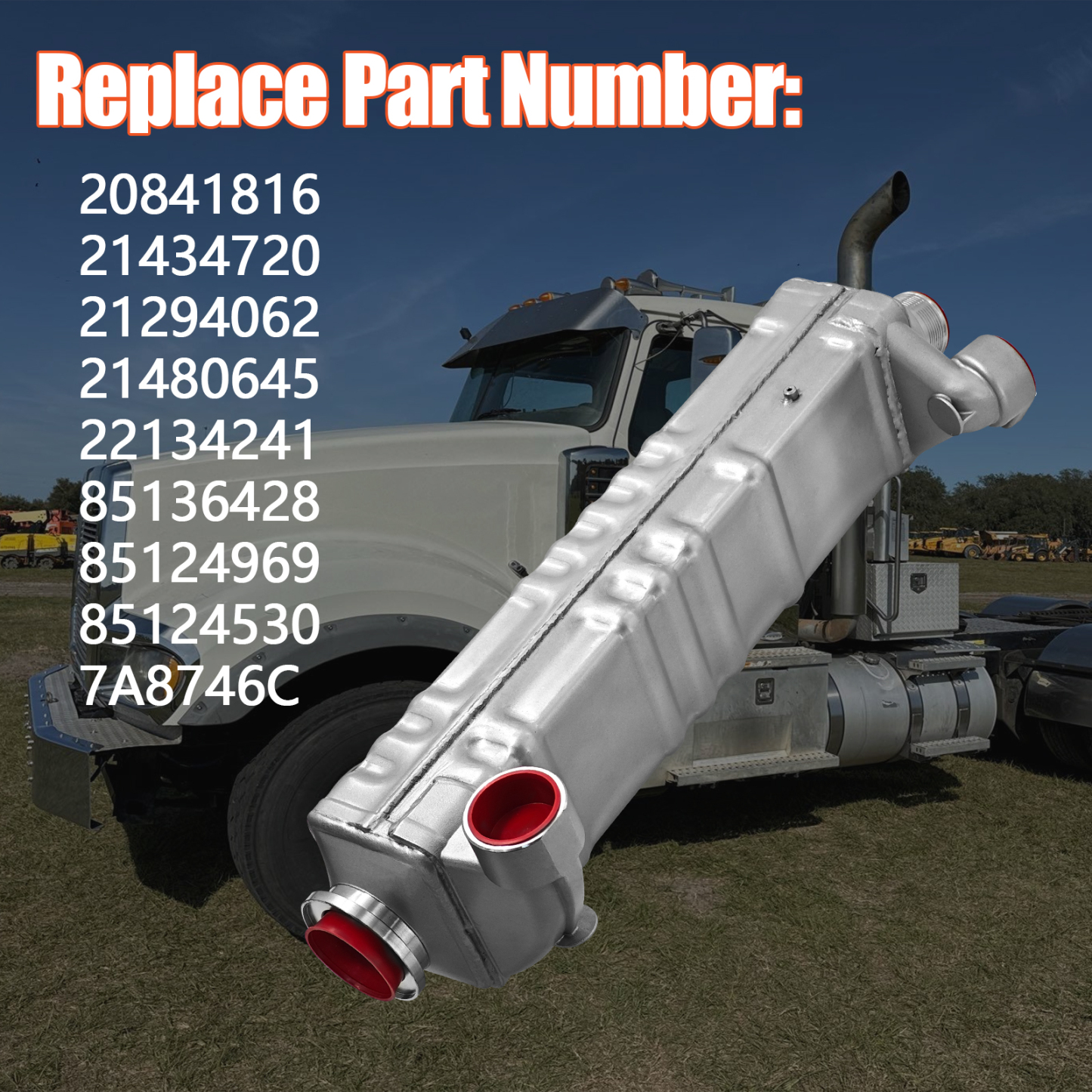 85136428 EGR Cooler with Hose and Clamps for 2008-2016 Mack MP8 Volvo D13 Engine 12.8L