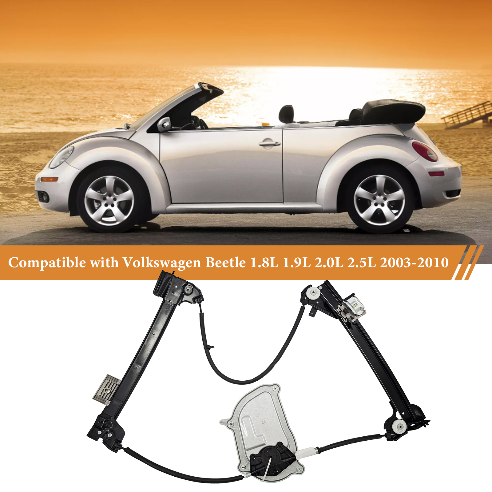 Front Right Power Window Regulator Replacement for VW Volkswagen Beetle Convertible 2003-2010