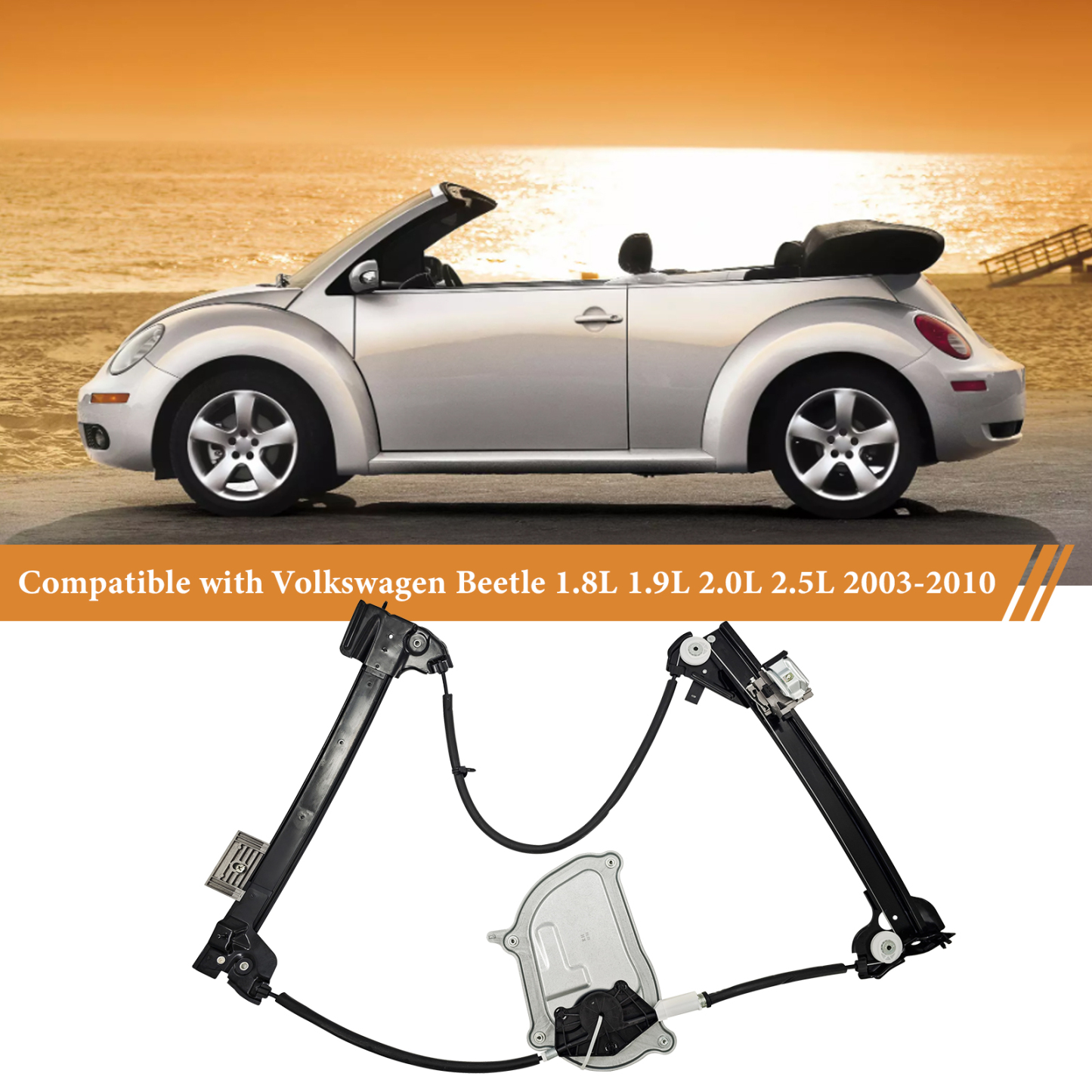 Front Right Power Window Regulator Replacement for VW Volkswagen Beetle Convertible 2003-2010