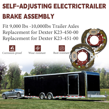 12-1/4" x 3-3/8" Trailer Brake Assembly for Dexter 9k to 10k lb Axles (9,000/10,000 Lbs)