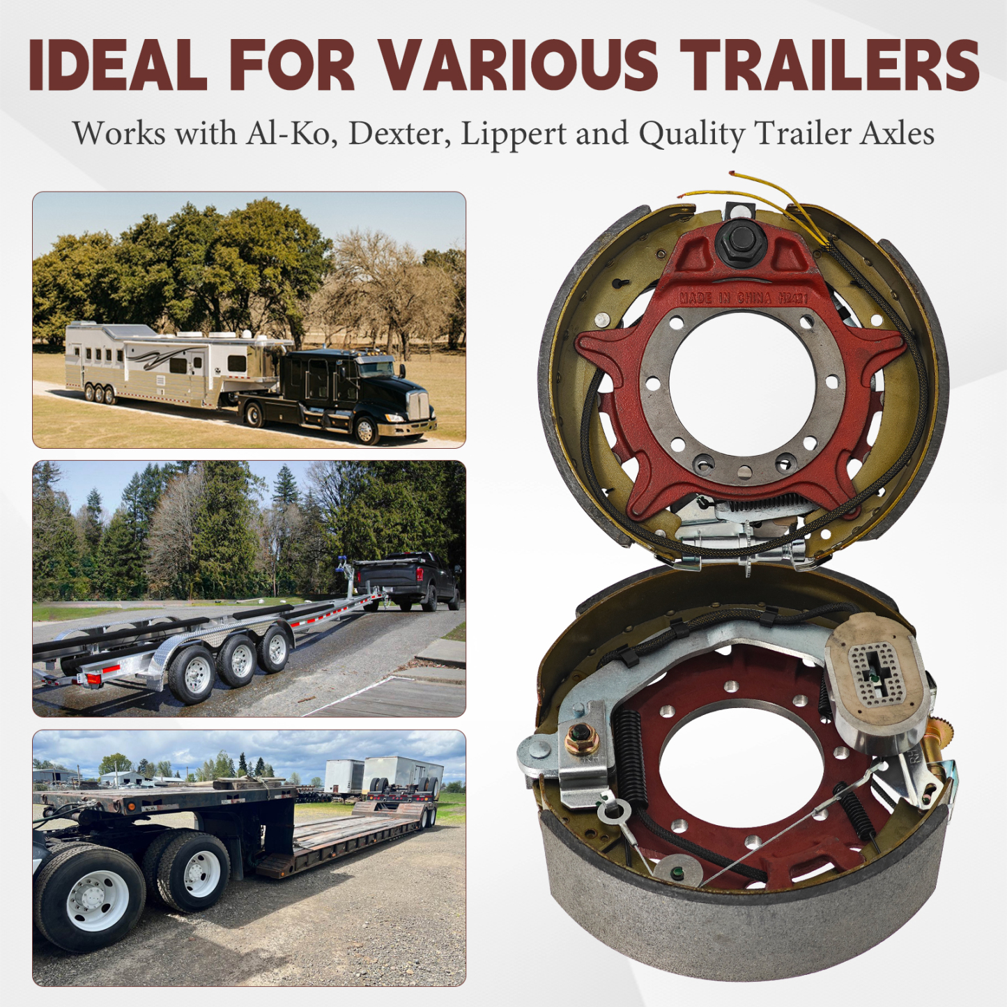 12-1/4" x 3-3/8" Trailer Brake Assembly for Dexter 9k to 10k lb Axles (9,000/10,000 Lbs)