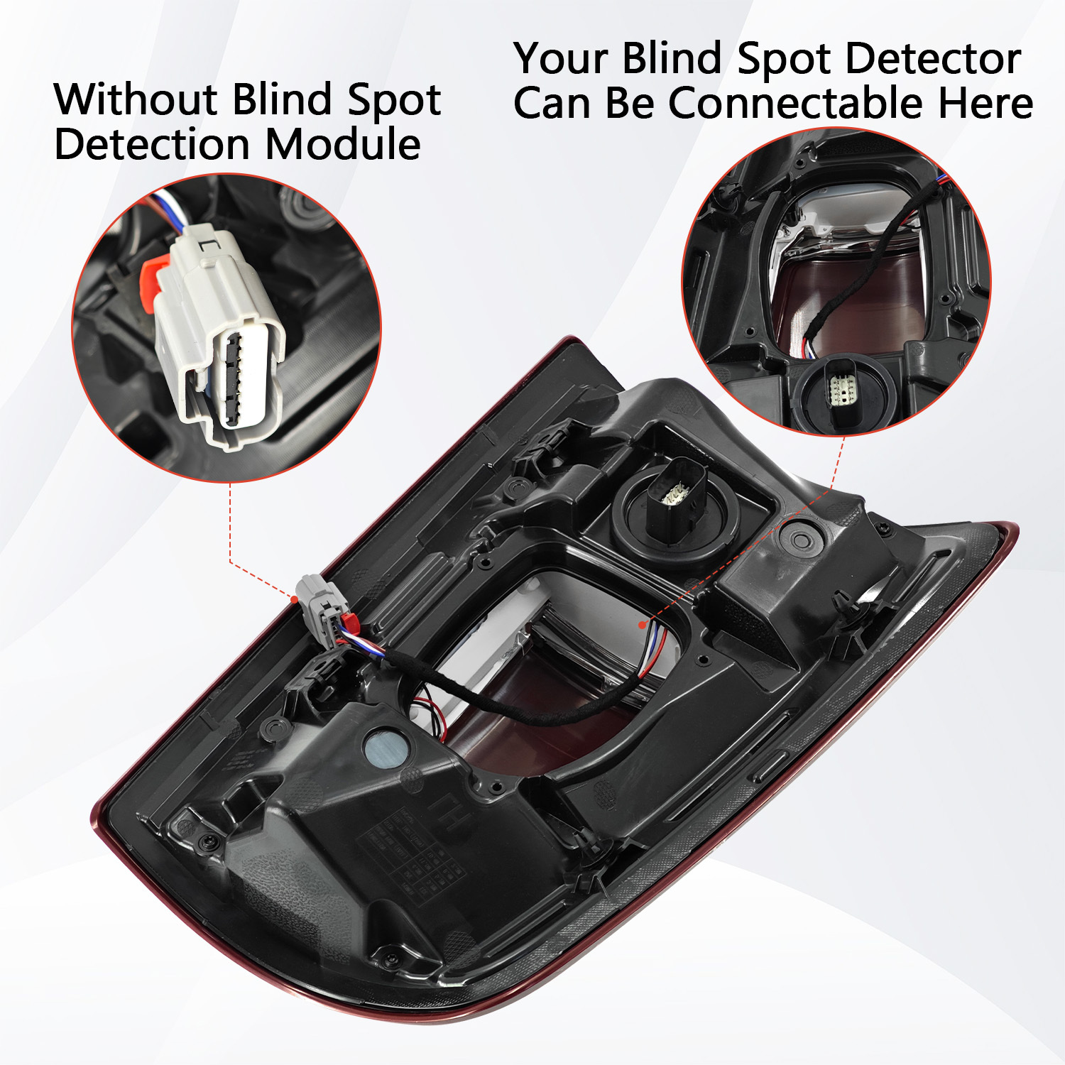 Tail Light Rear Lamp Left Driver Side w/Blind Spot (Module NOT Included) For 2019-2023 Dodge Ram 2500 3500,Red Trim LED Type