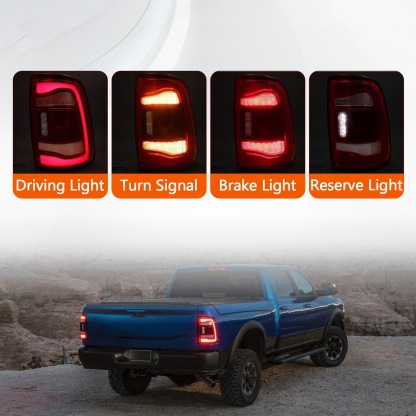 Tail Light Rear Lamp Left Driver Side w/Blind Spot (Module NOT Included) For 2019-2023 Dodge Ram 2500 3500,Red Trim LED Type