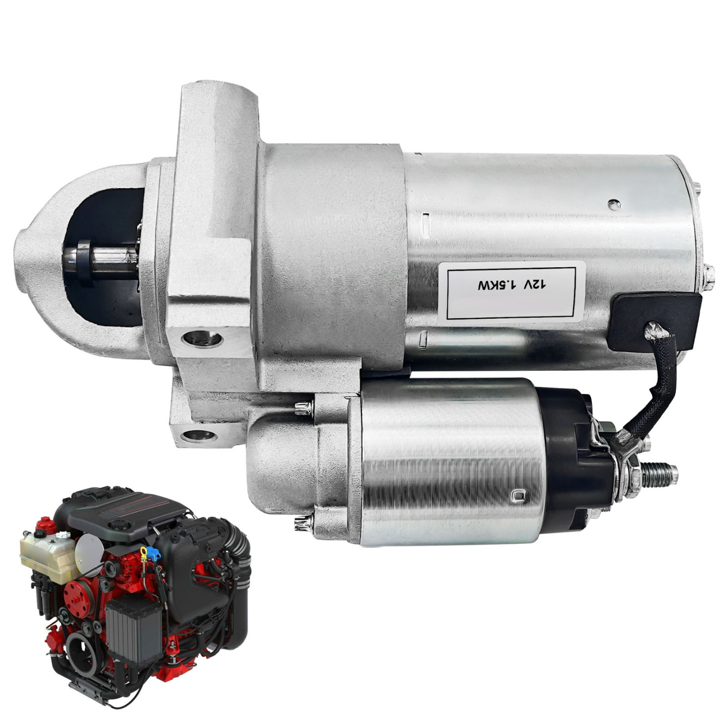 12v 1.5kw Starter Motor Assembly 11T Fits for Volvo Penta Engine V6-200 V6-240 V6-280 V8-300 V8-350 V8-380 V8-430 4.3L 6.2L