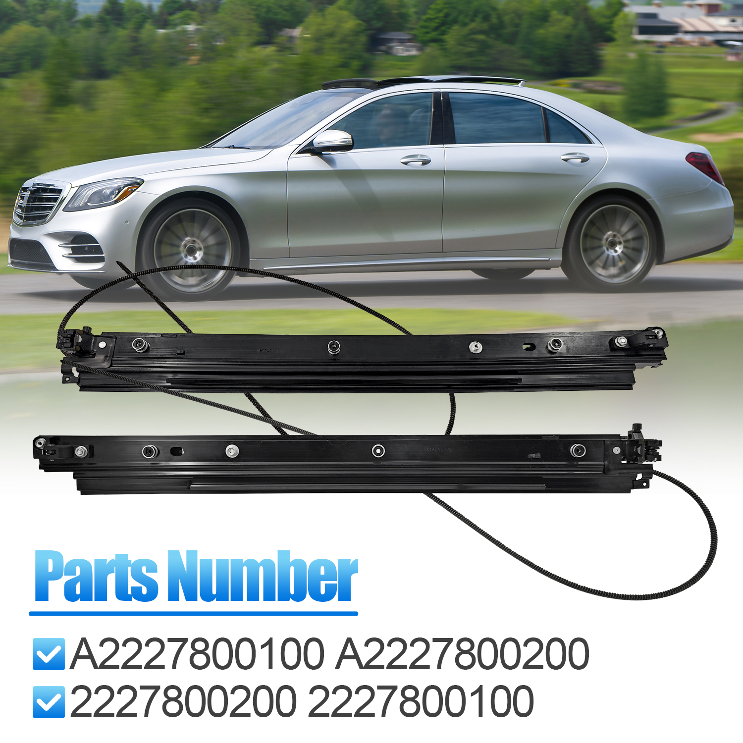 A2227800100 A2227800200 Panoramic Sunroof Sliding Track for Mercedes W222 & S Class AMG 2014-2020 Left+Right